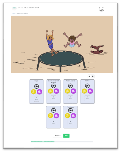 Example of page 'play' from the Little Kids' Word List app